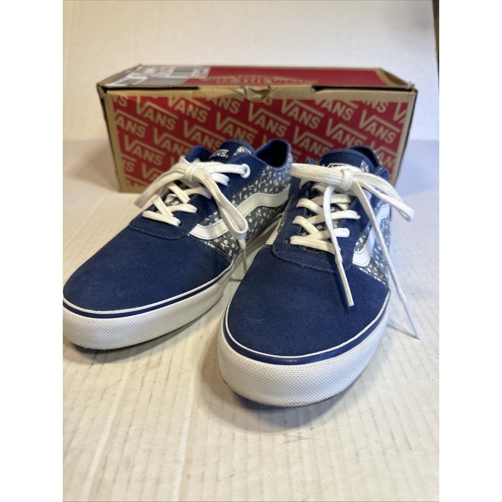 Vans Ward Low Top Blue Floral Suede Canvas Sneakers Womens Skate Shoes